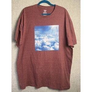VANS Red Maroon T-Shirt OFF THE WALL Clouds Graphic Tee XXL/2XL